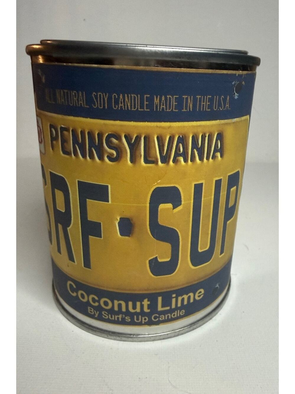 Surfs Up Coconut Lime Soy Candle - Yellow & Blue